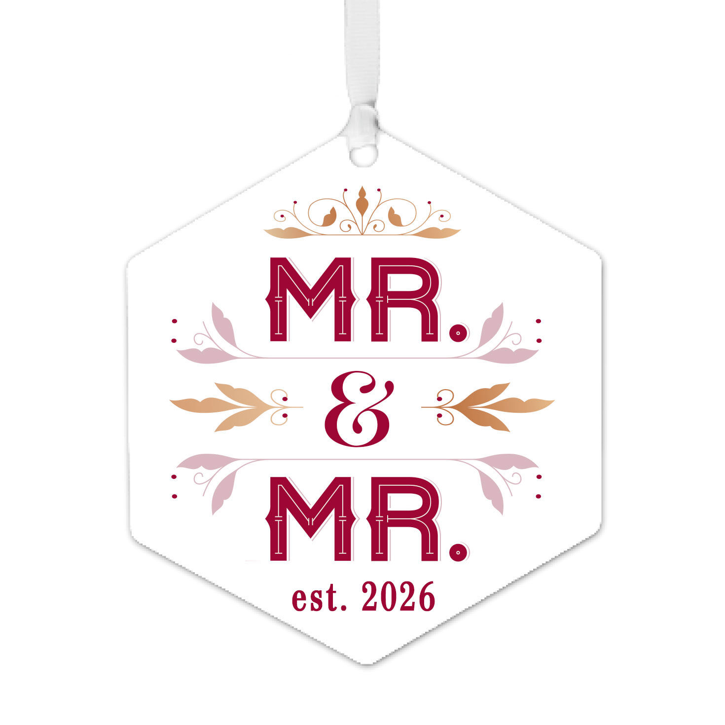 Mr. & Mr. Metal Personalized Ornament, Custom Text