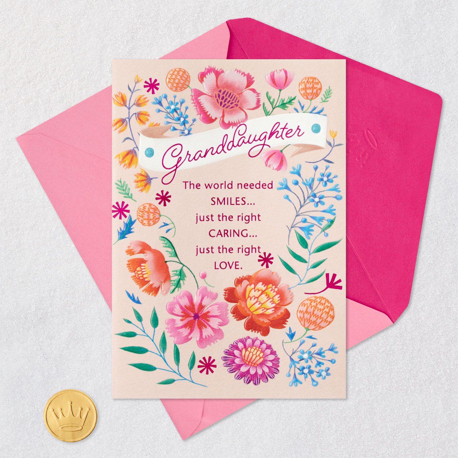 Floral Christian Birthday Card for Granddaughter Card Front with Envelope and Gold Seal image number 6
