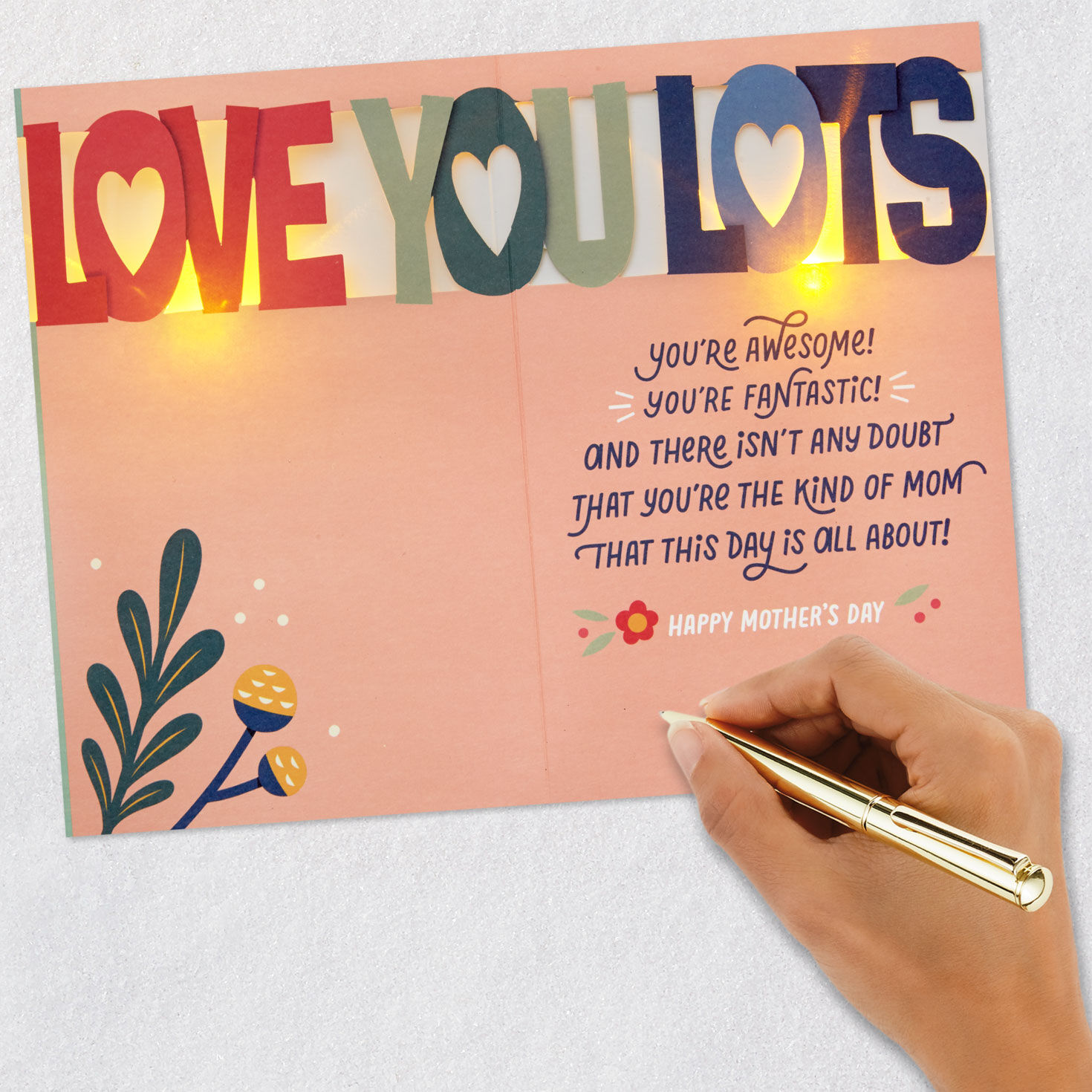 Flower Whimsy Mothers Day Card With Light and Music Signing card image number 7