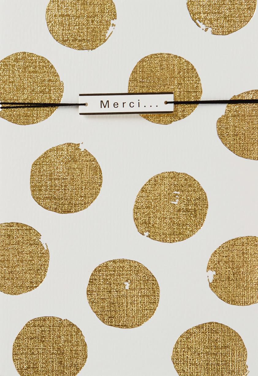 Gold Polka Dots French-Language Thank You Card