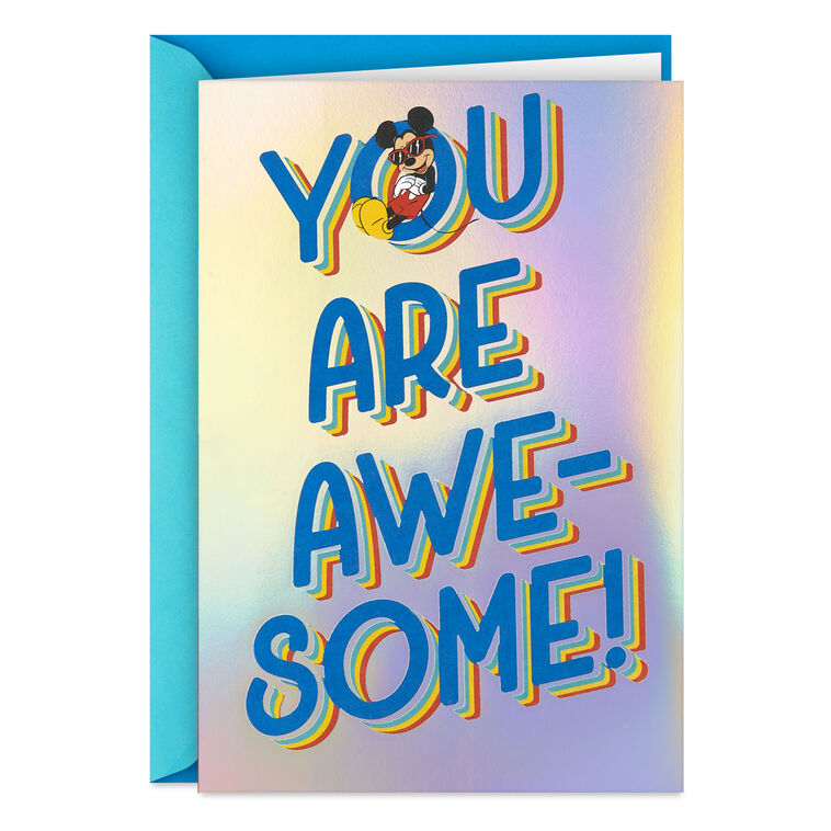 Disney Mickey Mouse You're Awesome Birthday Card for Kids With Stickers