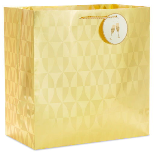 15" Gold Geometric Extra-Deep Gift Bag, 