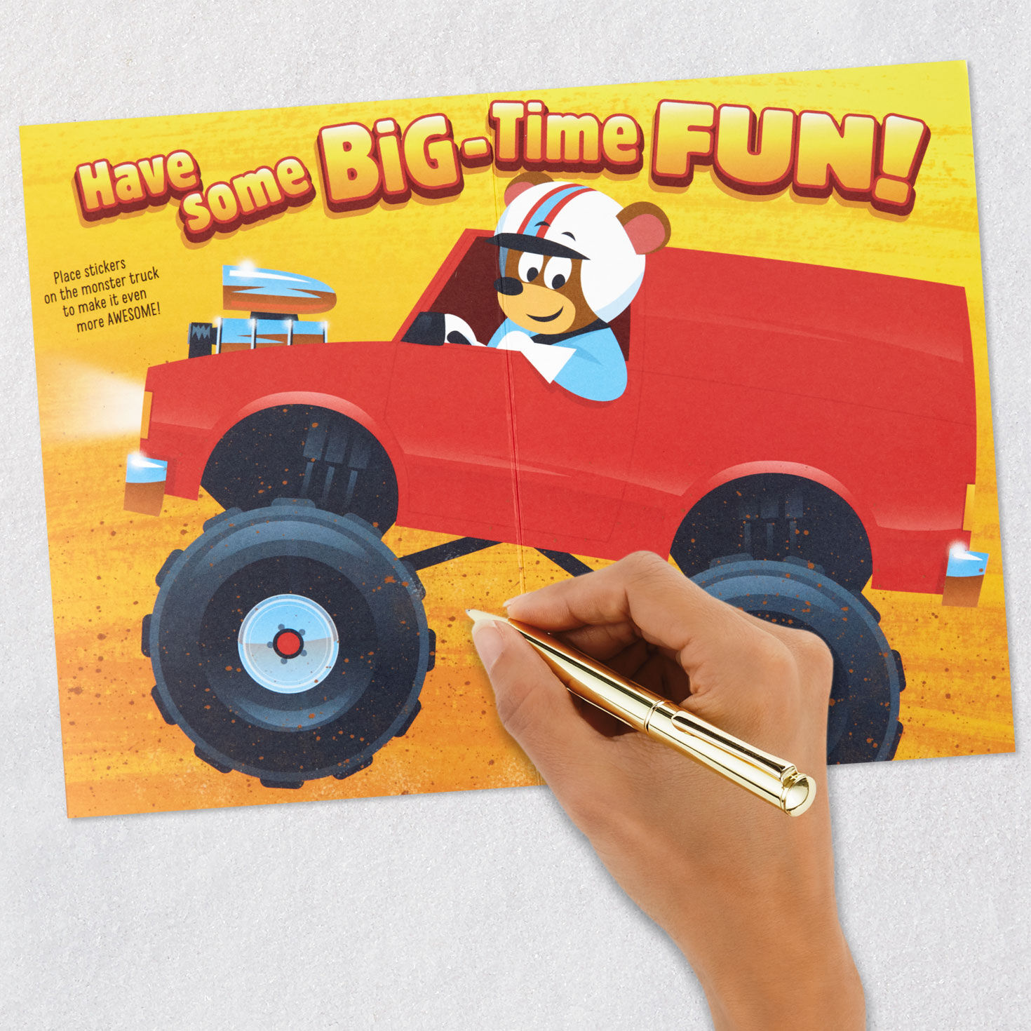 Monster Truck Fun 4th Birthday Card With Stickers signing card image number 6