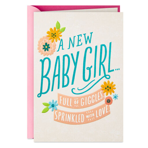 New Baby Girl Card, Little Lady New Baby Card, Cute Pink Heart Baby Girl  Card, Card for New Born, New Parents Congratulations Card NB032 