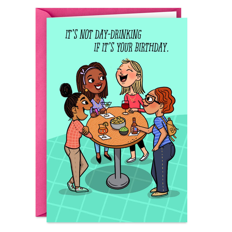 Women at a Bar Day Drinking Funny Birthday Card Card Front image number 1