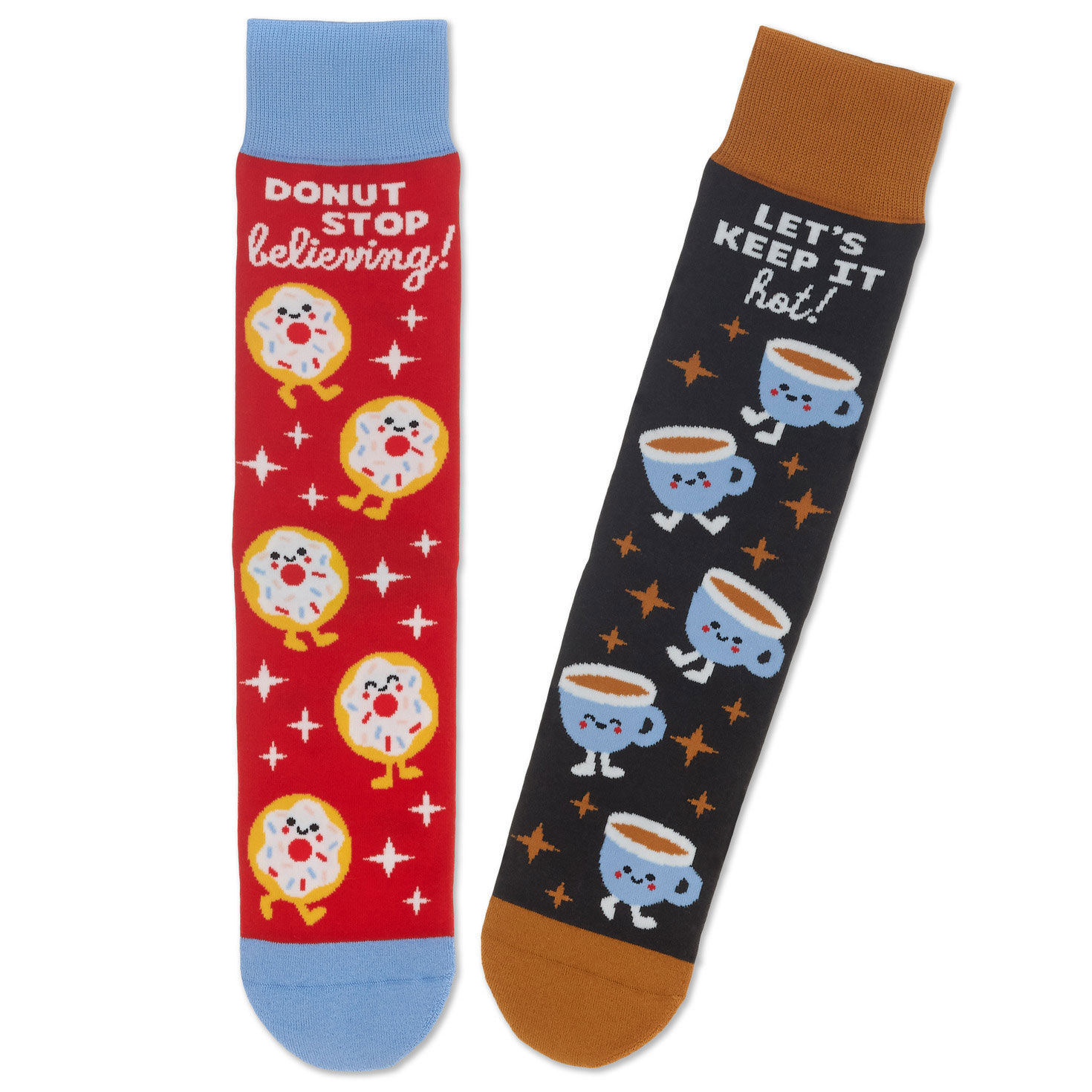 Better Together Donut and Coffee Funny Crew Socks