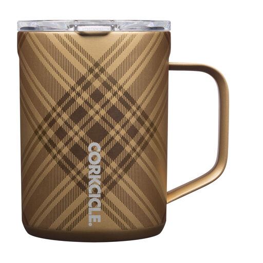 Corkcicle Golden Plaid Stainless Steel Coffee Mug, 16 oz., 