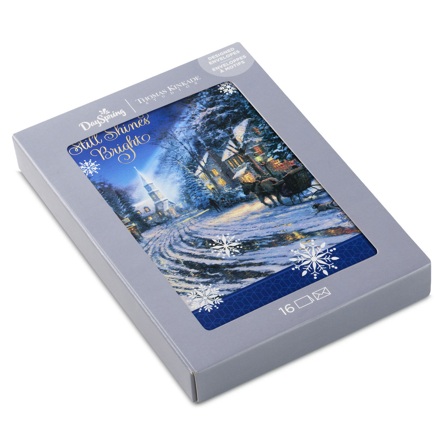 Thomas Kinkade God's Love Shines Bright Religious Boxed Christmas Cards, Pack of 16