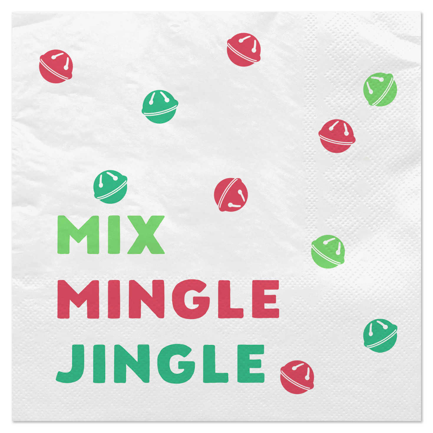 Jingle Bells on White Holiday Cocktail Napkins, Pack of 20
