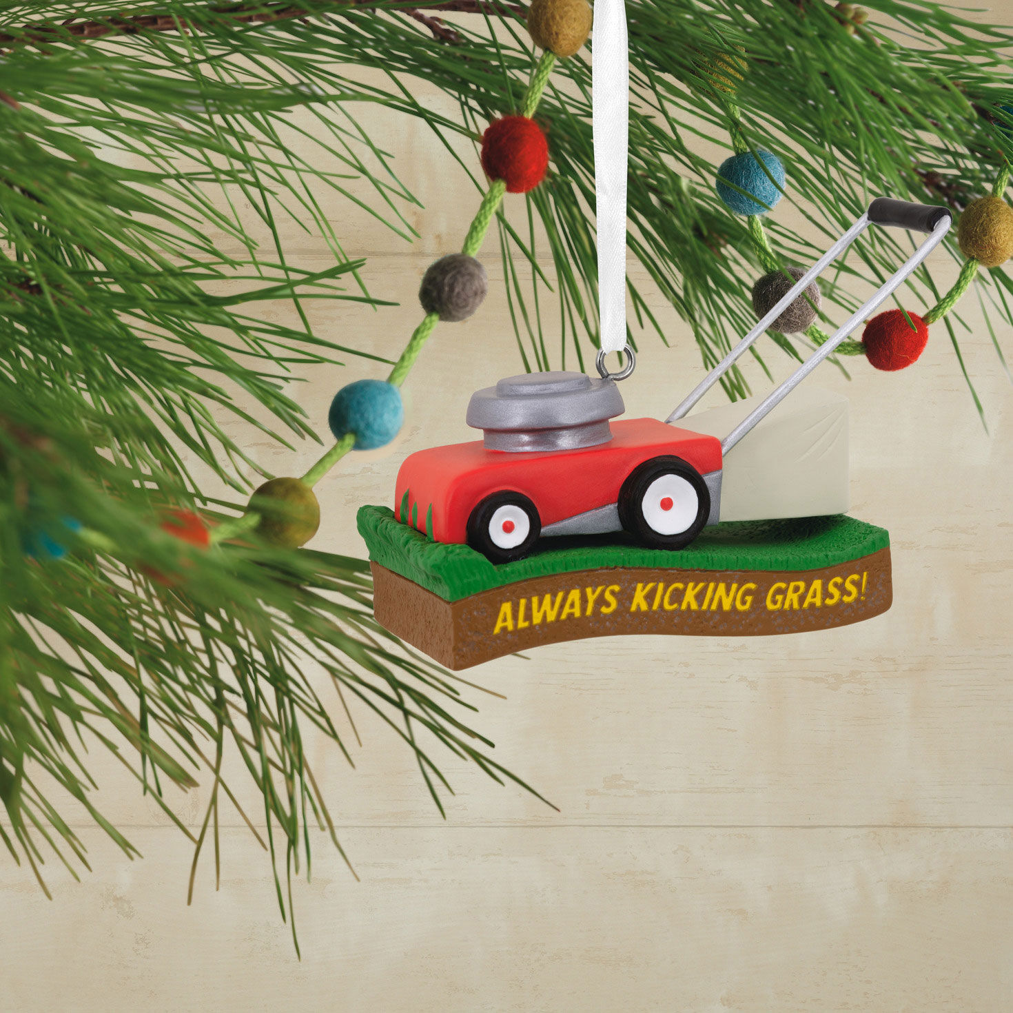Kicking Grass Lawn Mower Hallmark Ornament, , large image number 2