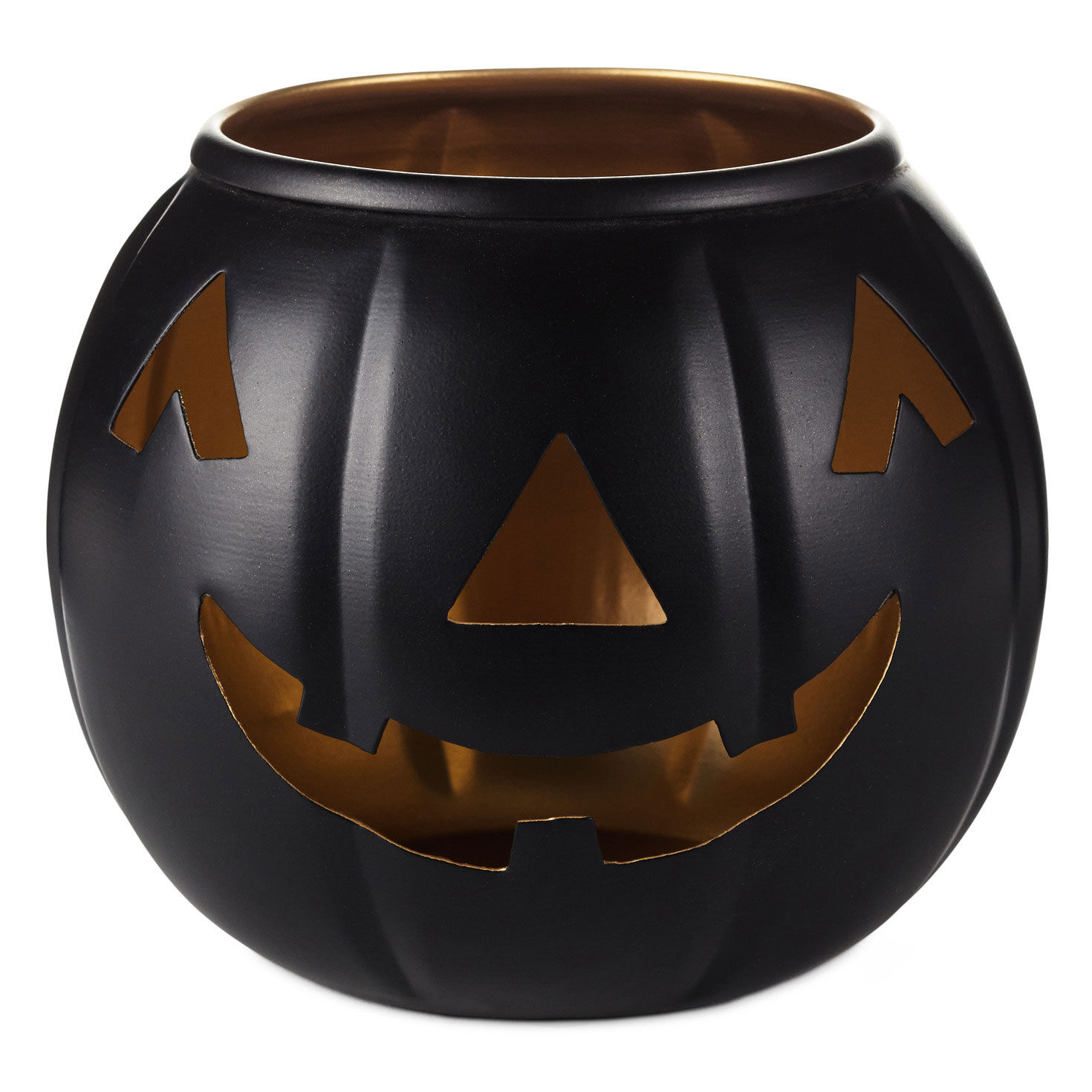 Medium Black Metal Jack-o'-Lantern Candle Holder