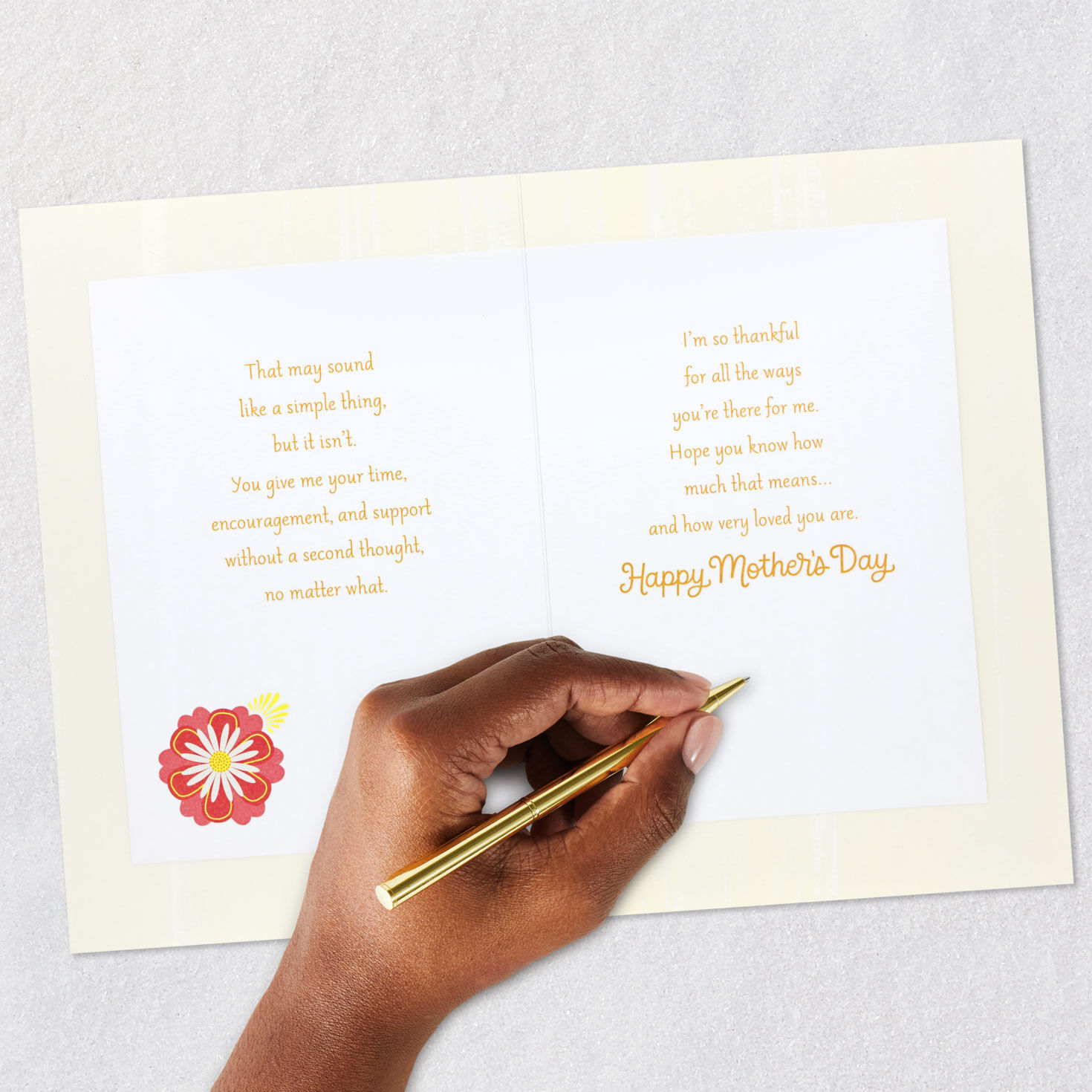 Sparkly Pink Flowers Mom Mother's Day Card Signing card image number 7