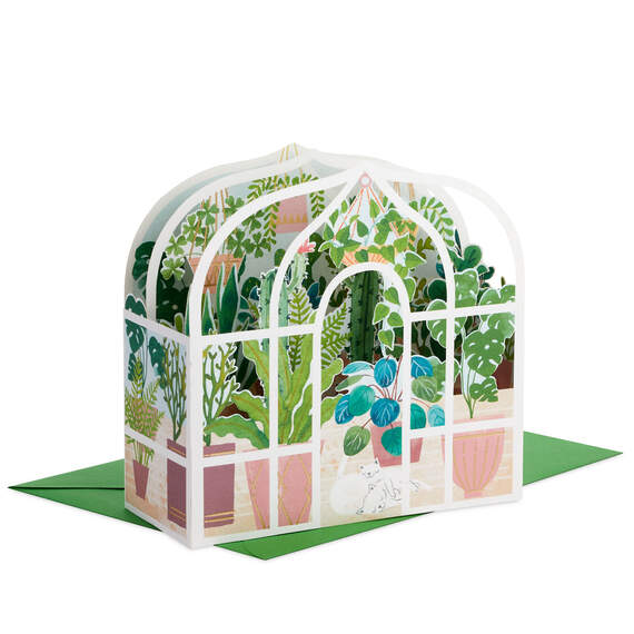 Greenhouse Plants and Cats 3D Pop-Up Card