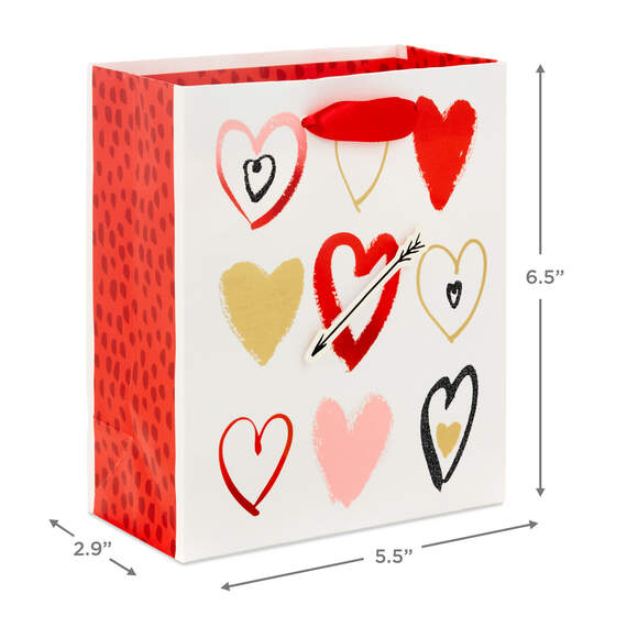 6.5" Painted Hearts Valentine's Day Gift Bag, , large image number 3