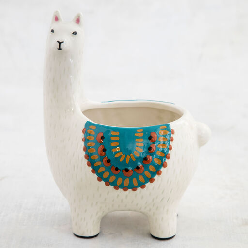 Natural Life Cream Ceramic Llama Planter, 