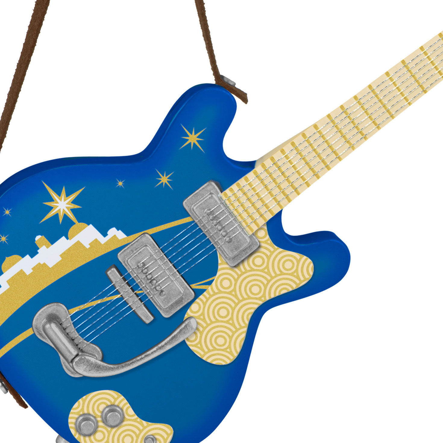 Blue Guitar Keepsake Ornament upclose view image number 5