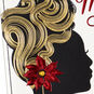Black Woman Silhouette with Poinsettia Christmas Card for Mom Card Front Detail image number 5