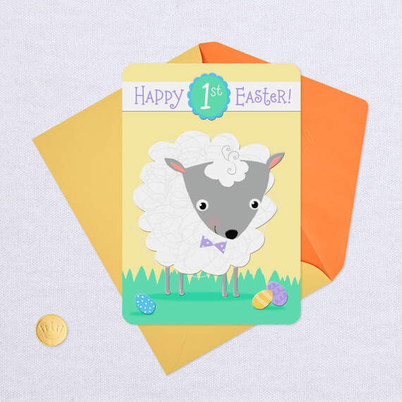 Cute and Cuddly Lamb First Easter Card for Baby Boy, , large image number 6