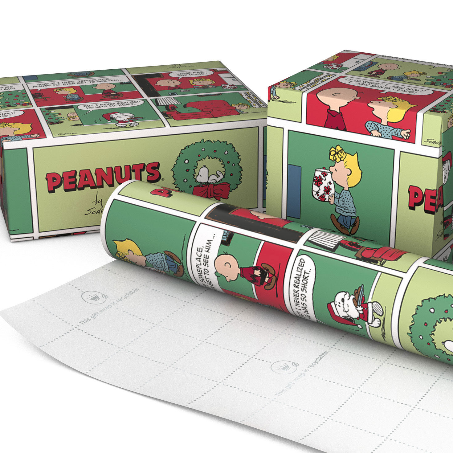 Peanuts Christmas Comic Jumbo Wrapping Paper Wrapped package image number 2