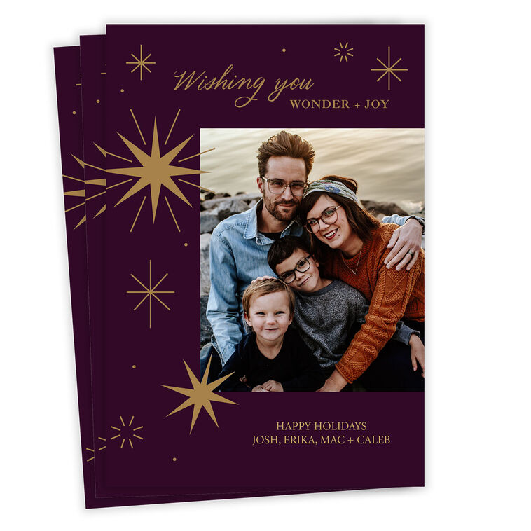 Plum Celestial Wonder Flat Holiday Photo Card