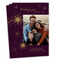 Gold Stars on Plum Personalized Holiday Photo Card front fanned image number 1