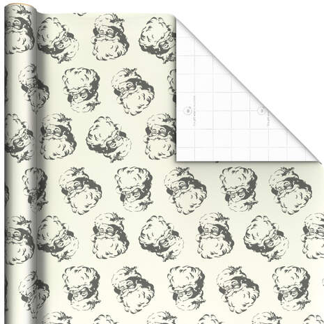 Smiling Santa Illustrations Christmas Wrapping Paper, 35 sq. ft., , large