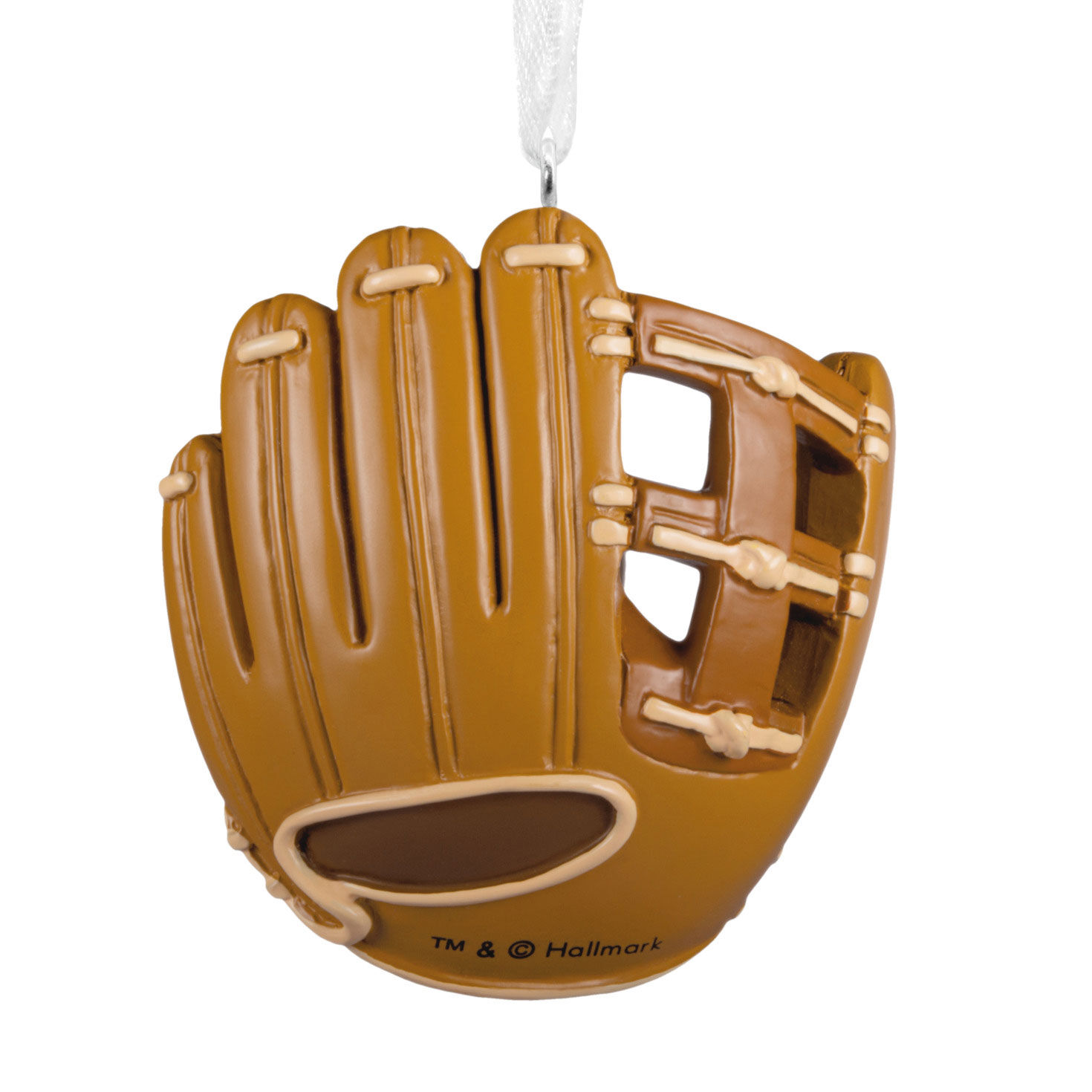 Baseball in Glove Christmas Ornament Back image number 6