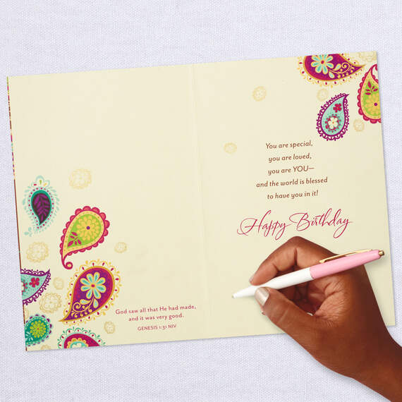 Bright Paisley Pattern Religious Birthday Card for Her, , large image number 7