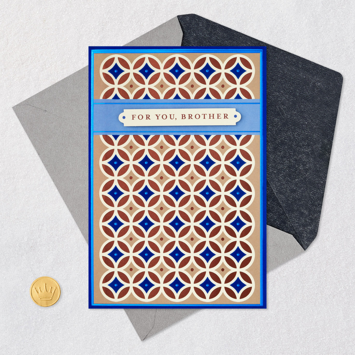 Tile Pattern Handsome Birthday Card for Brother Card Front with Envelope and Gold Seal image number 6