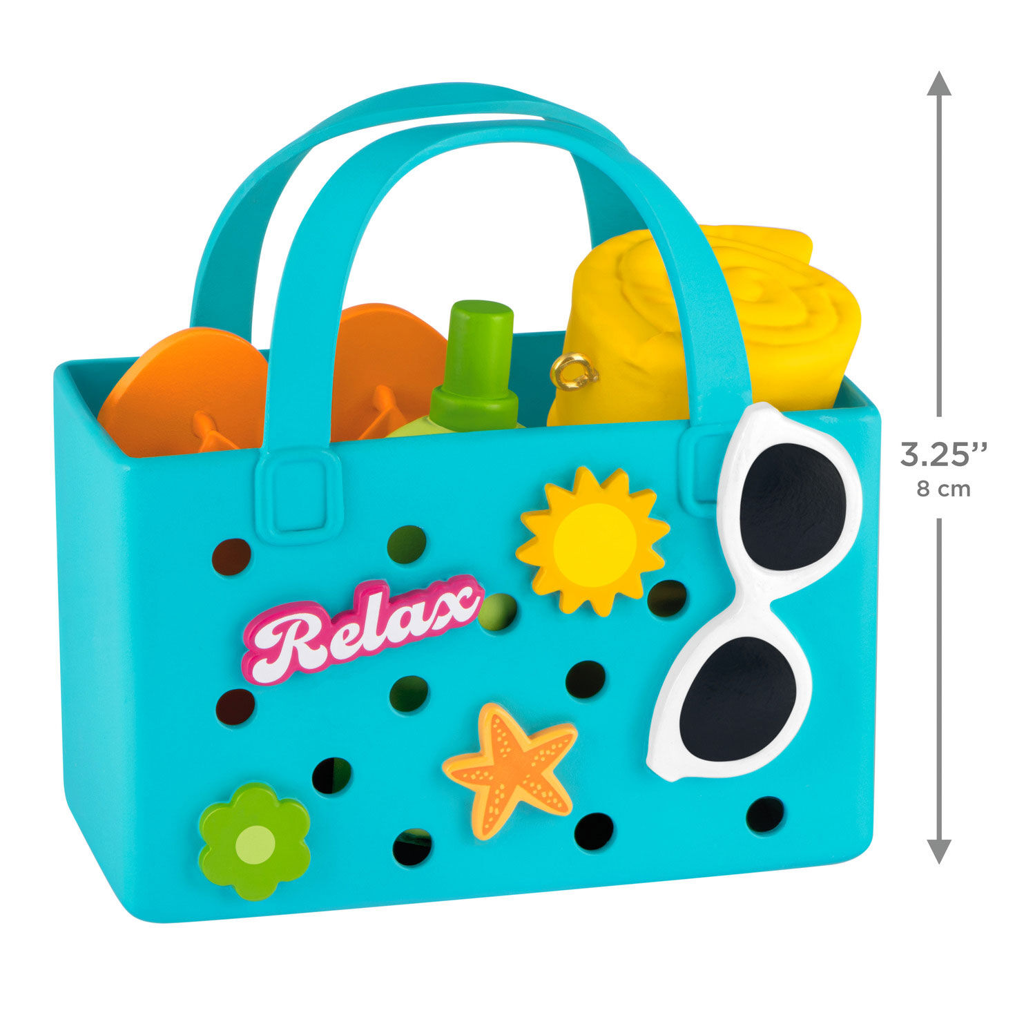 Blue Beach Bag Keepsake Ornament measurement image number 3