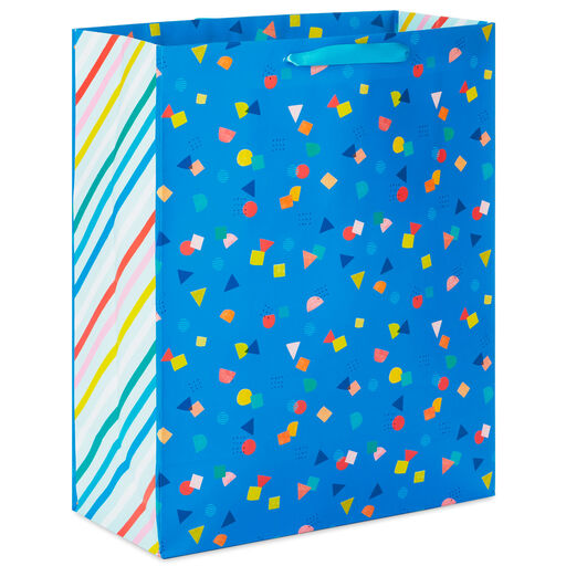 15.5" Colorful Confetti on Blue XL Gift Bag, 