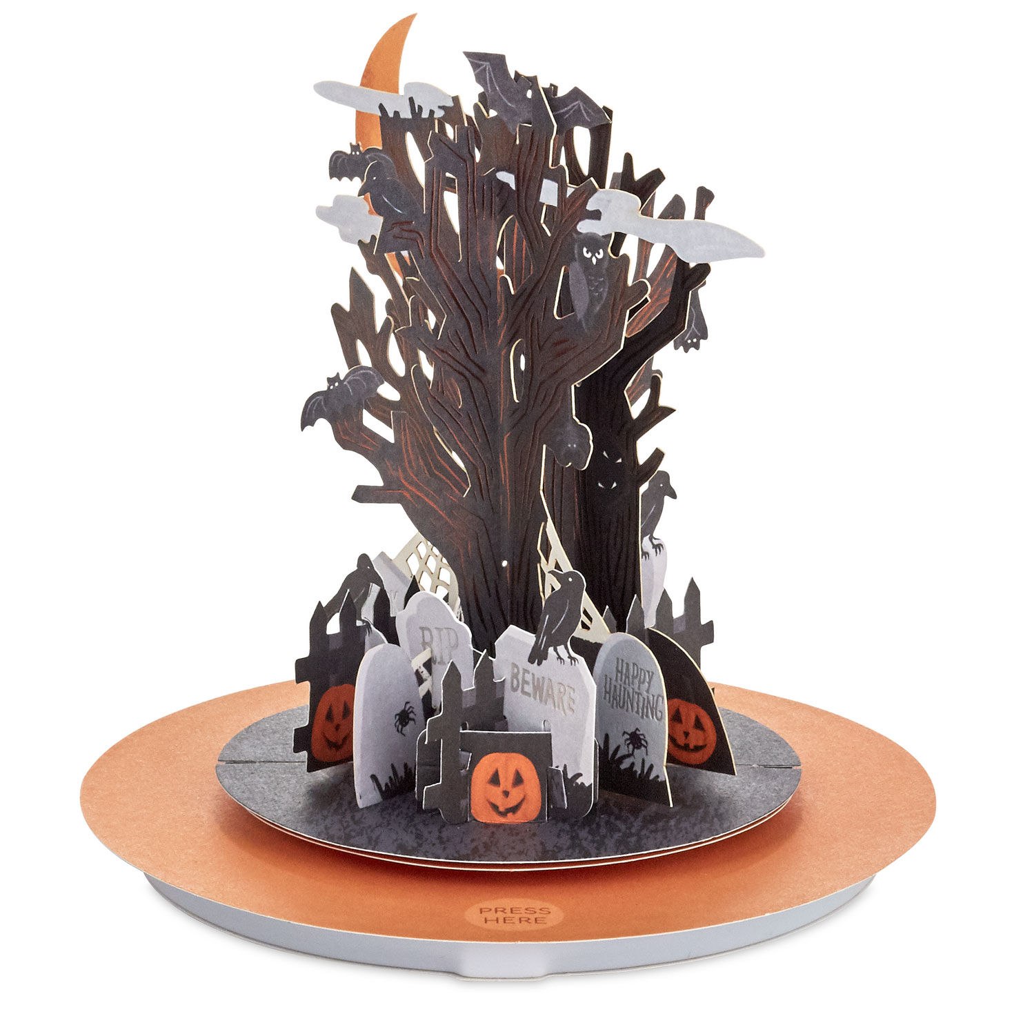 Spooky Spinning Graveyard Musical 3D Pop-Up Halloween Card With Motion