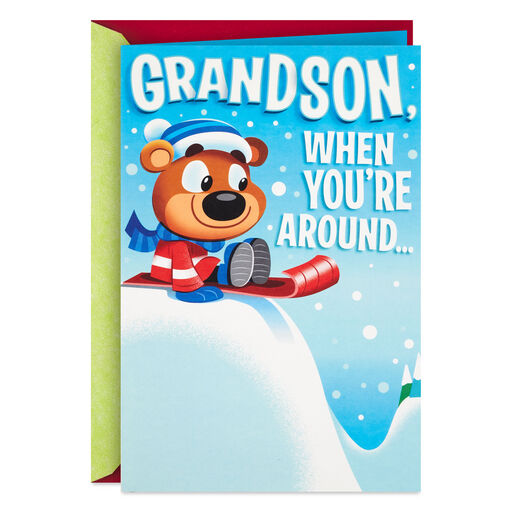 Unstoppable Fun and Love Pop-Up Christmas Card for Grandson, 