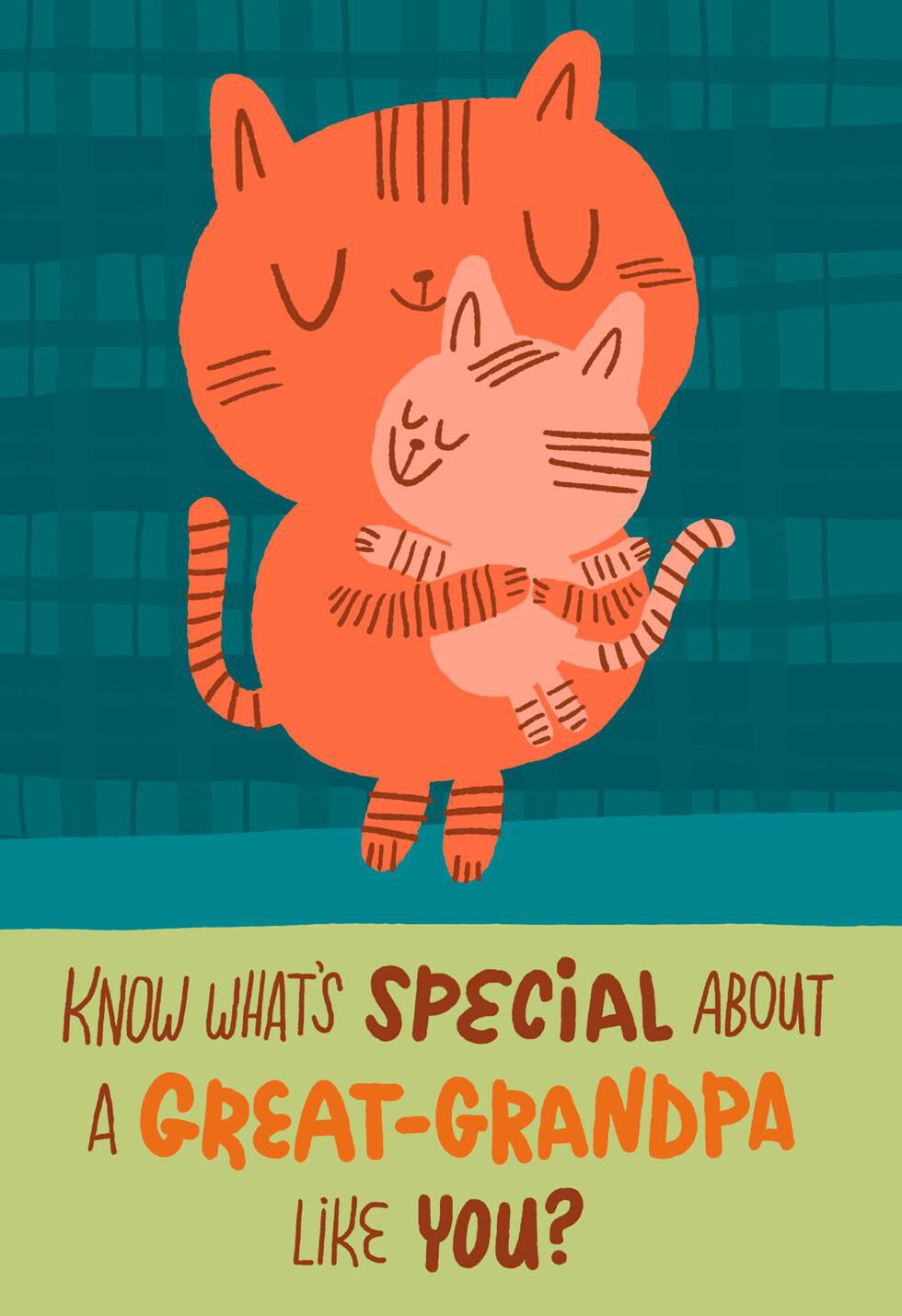Hugging Cats Grandparents Day Card for Great-Grandpa
