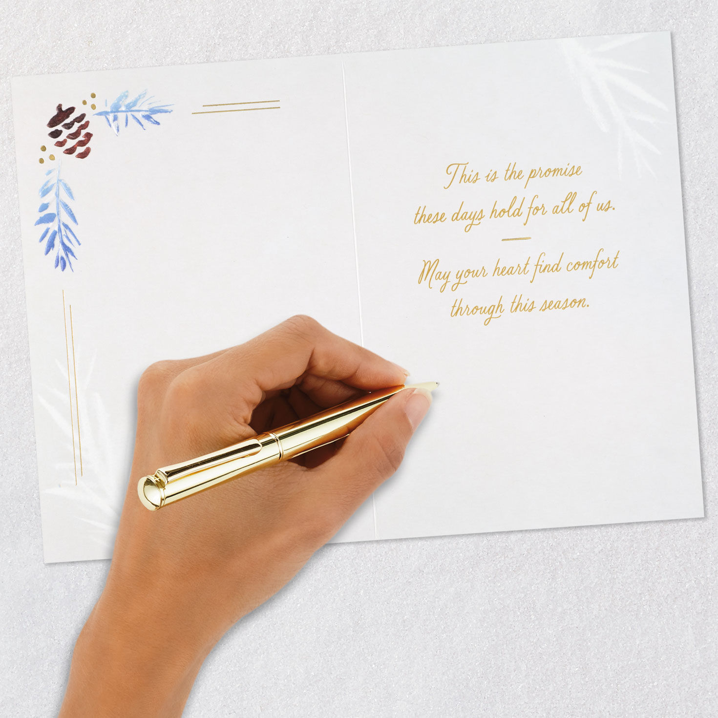 Pine Cones Difficult Time Christmas Card signing card image number 7