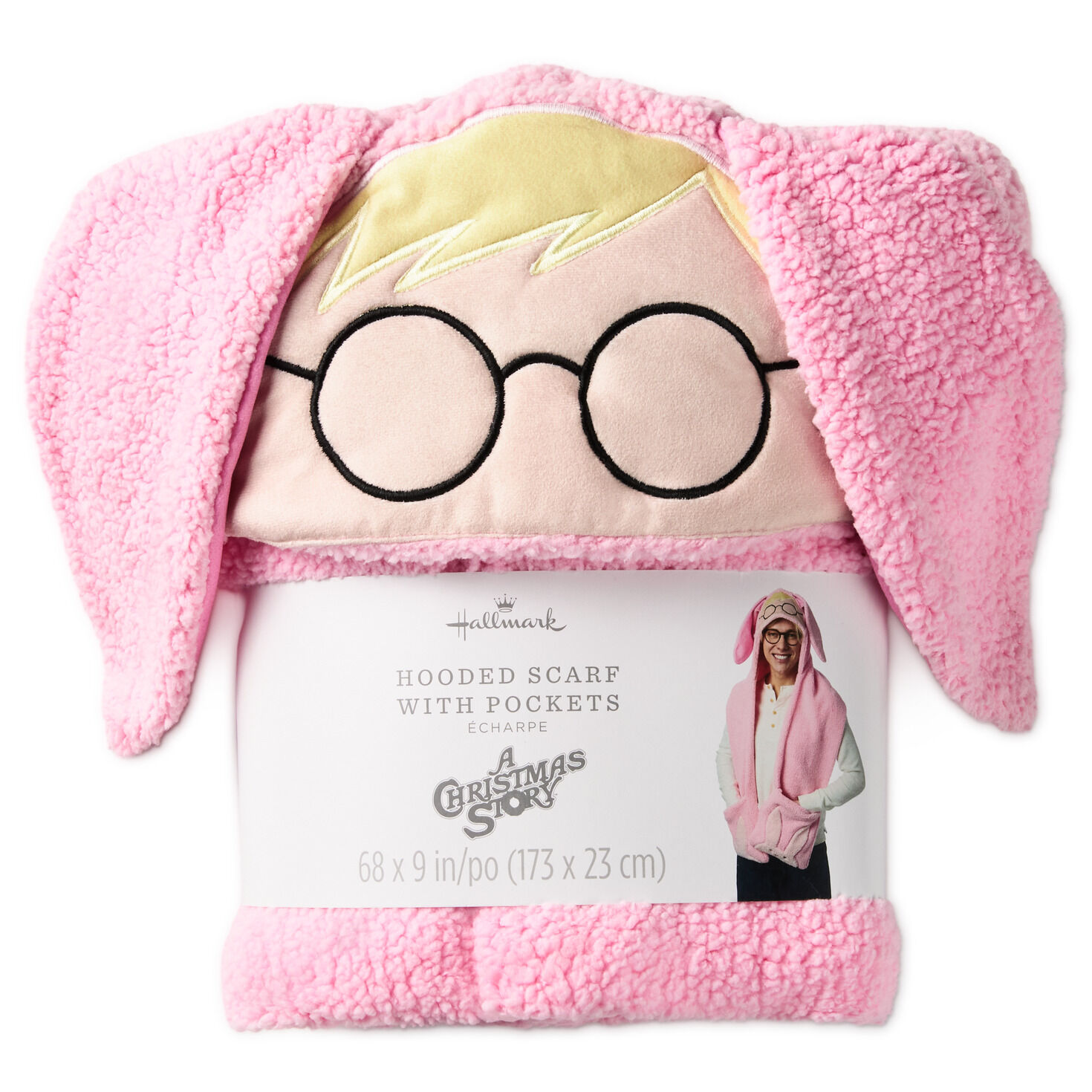 Ralphie's Pink Bunny Suit Hooded Scarf With Pockets package image number 6