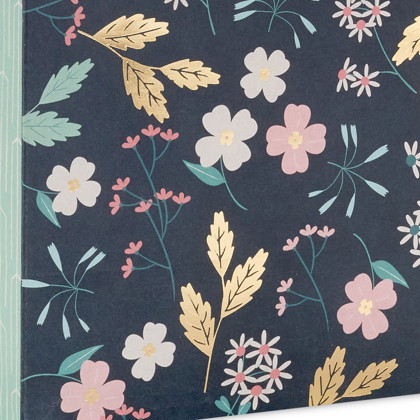 Floral on Dark Green Medium Gift Bag Base/Side Detail image number 5