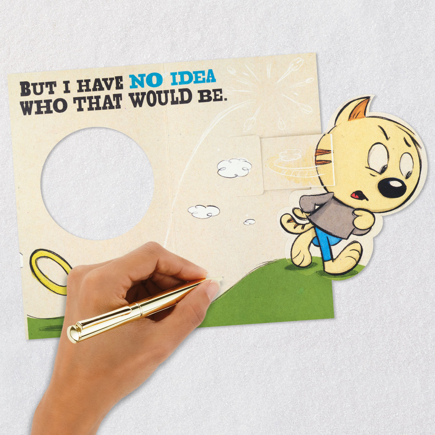 Cat With Halo Funny Pop-Up Father's Day Card for Dad Signing card image number 6