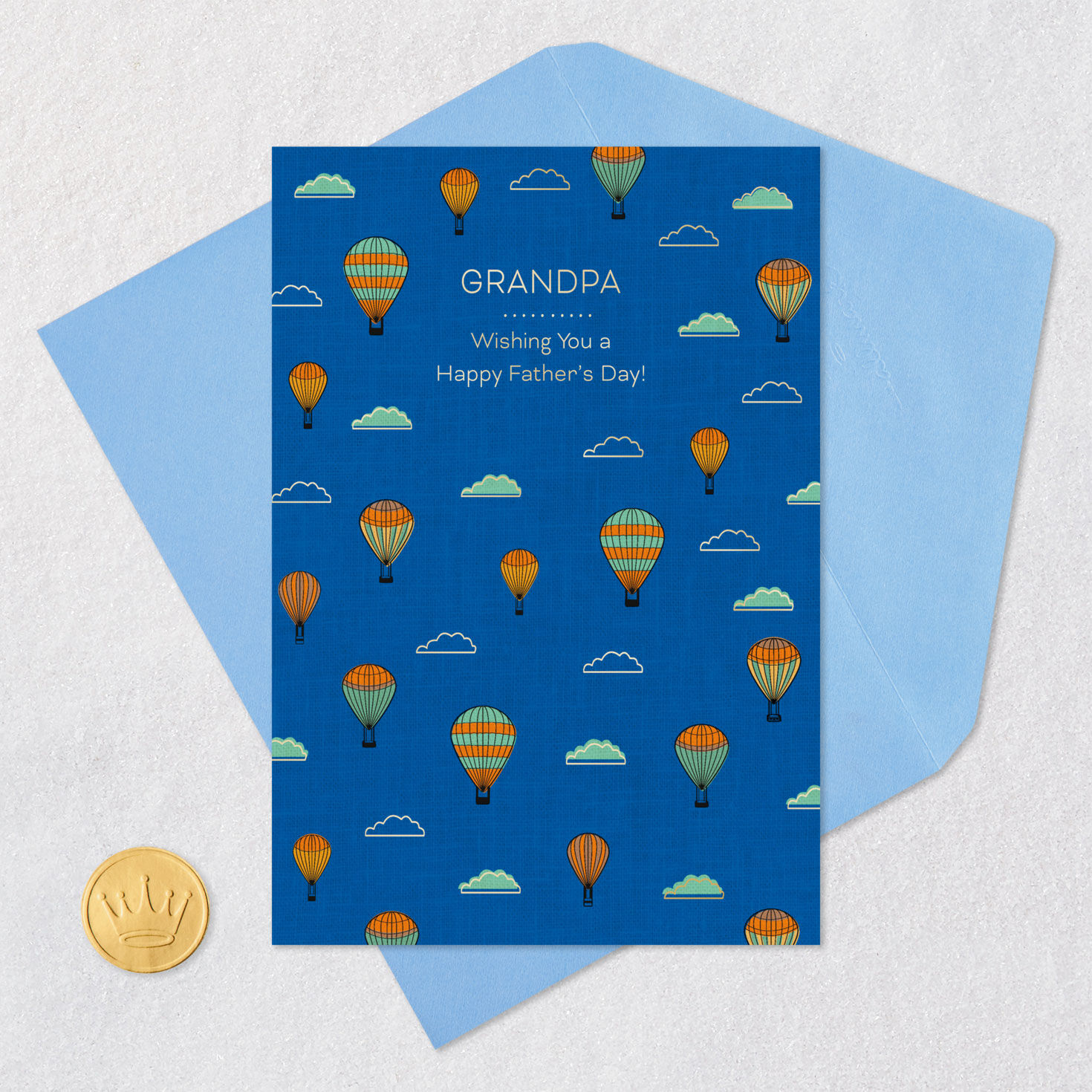 Hot Air Balloon Father's Day Card Card Front with Envelope and Gold Seal image number 5