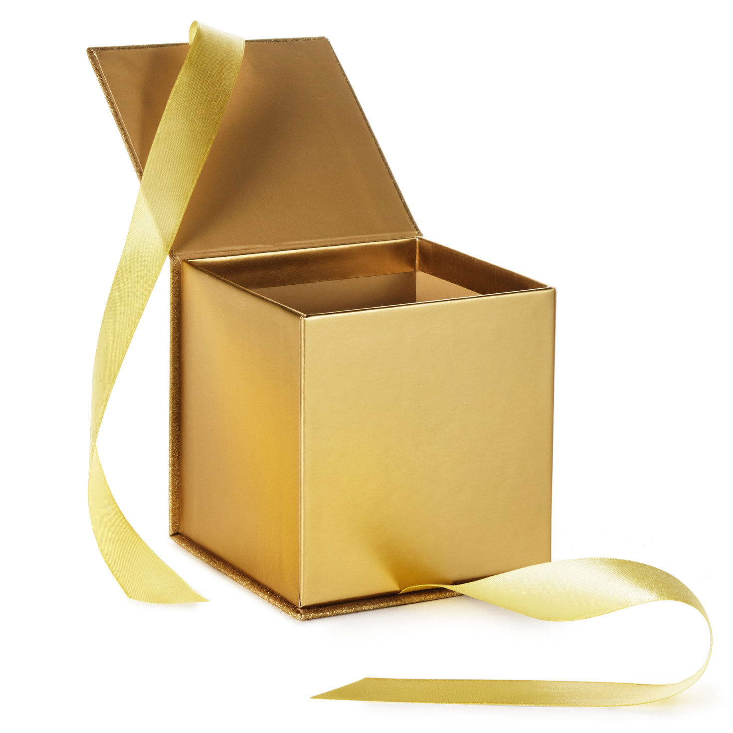 Solid Gold Small Square Gift Box with Lid open image number 4