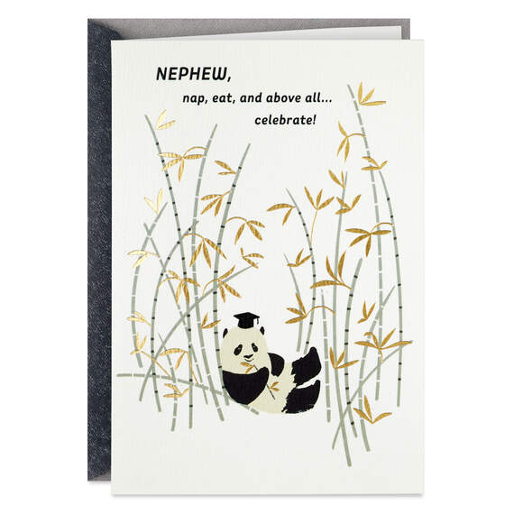 You Did It! Panda High School Graduation Card for Nephew, , large image number 1