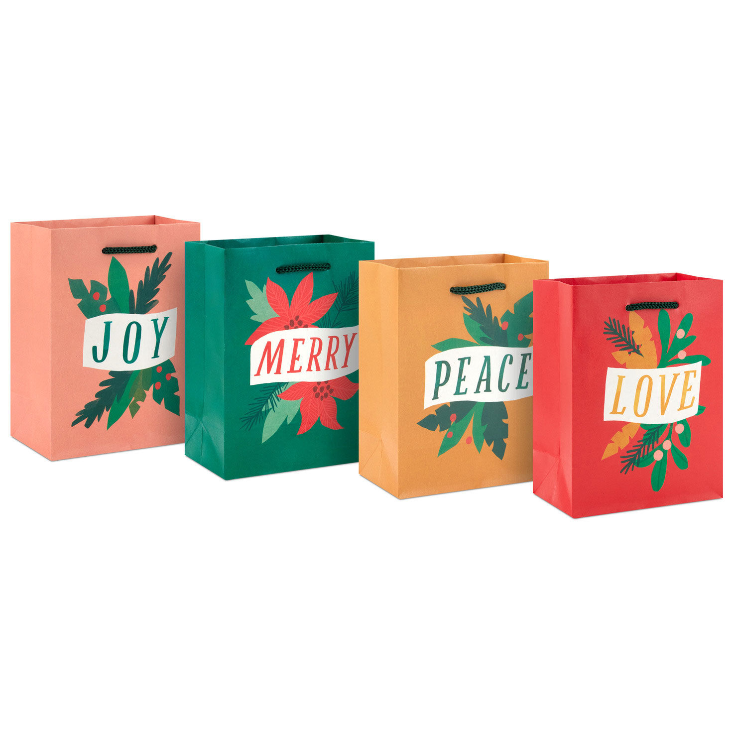 5.7" Peace on Earth 4-Pack Assorted Small Christmas Gift Bag Bundle
