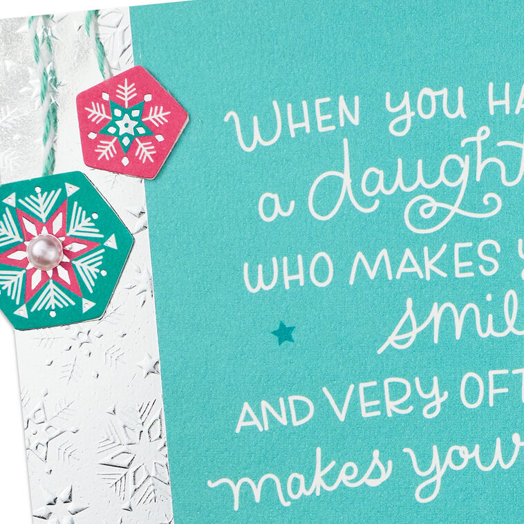 Joy, Pride, Love Snowflakes Daughter Christmas Card Card Front Detail image number 5