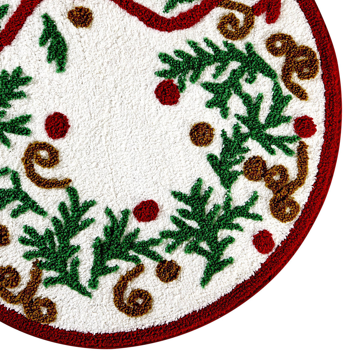 Hallmark Christmas Wreath Tufted Bath Rug upclose view image number 2