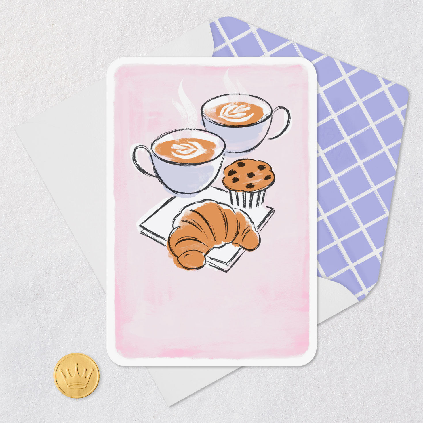 Lattes and Pastries Blank Card Card Front with Envelope and Gold Seal image number 4