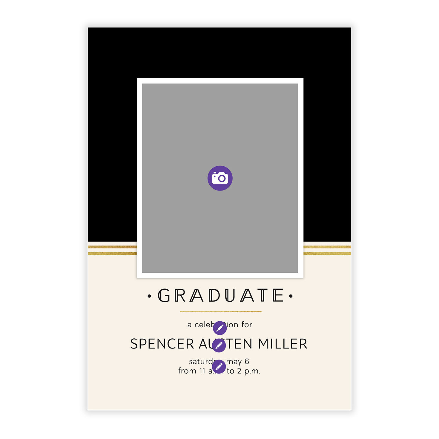 Black Art Deco Personalized Graduation Invitation  image number 5