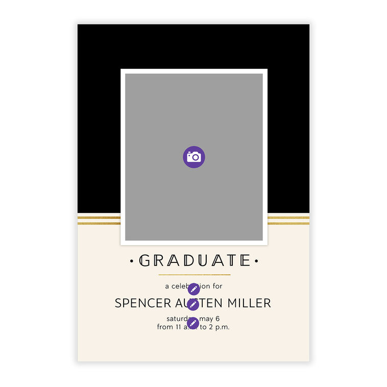 Black Art Deco Personalized Graduation Invitation  image number 5