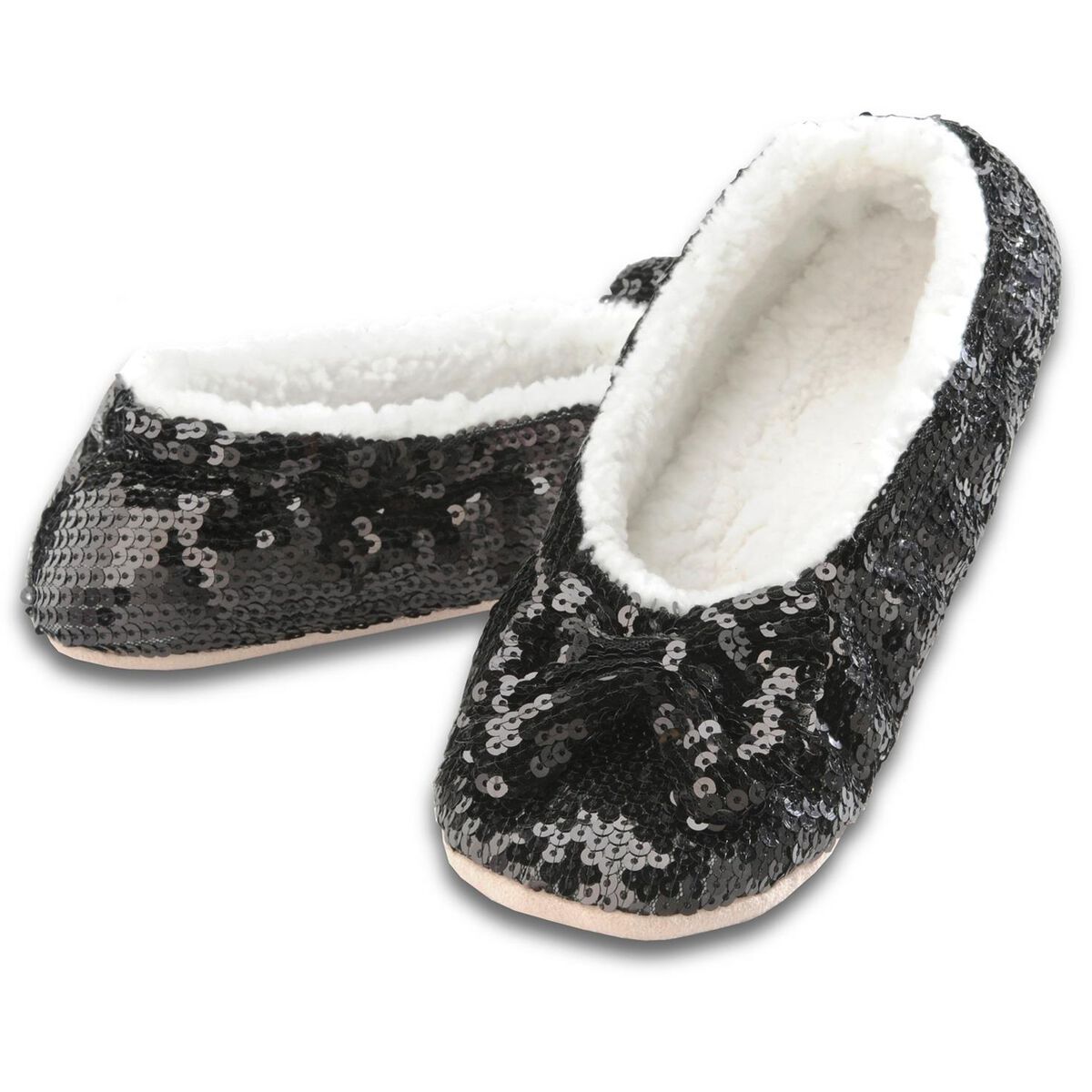 snoozies!® Ladies Sequin Slipper in Black Sleep Hallmark