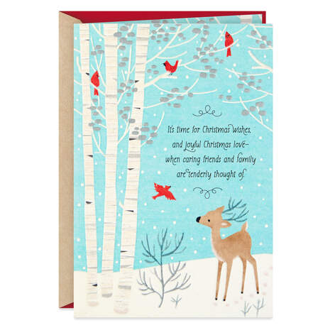 Deer and Cardinals Religious Christmas Card, , large