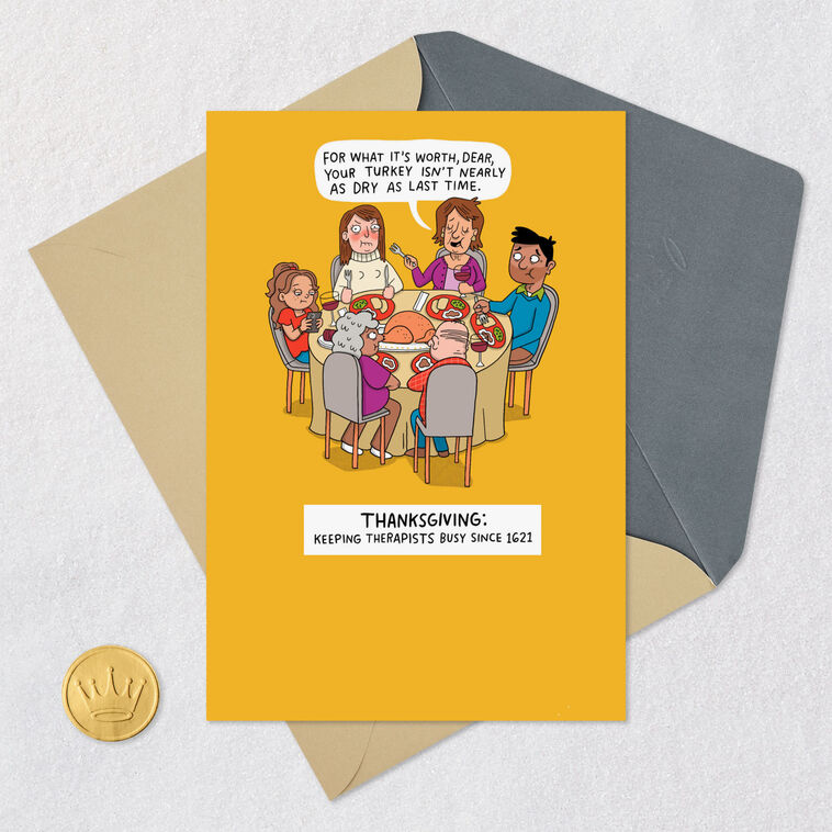 Family Feast Feedback Thanksgiving Card Card Front with Envelope and Gold Seal image number 5